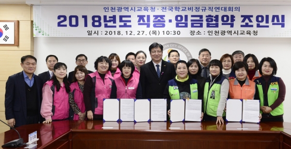 2018년도 임금협약과 특수교육실무원 등 15개 직종에 대한 직종별 협약을 체결