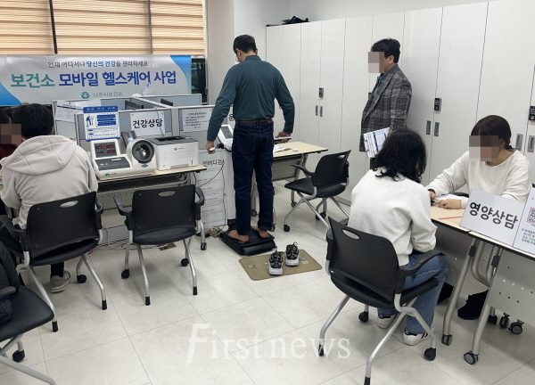 나주시 보건소에서 모바일헬스케어 참여자들이 건강검진
