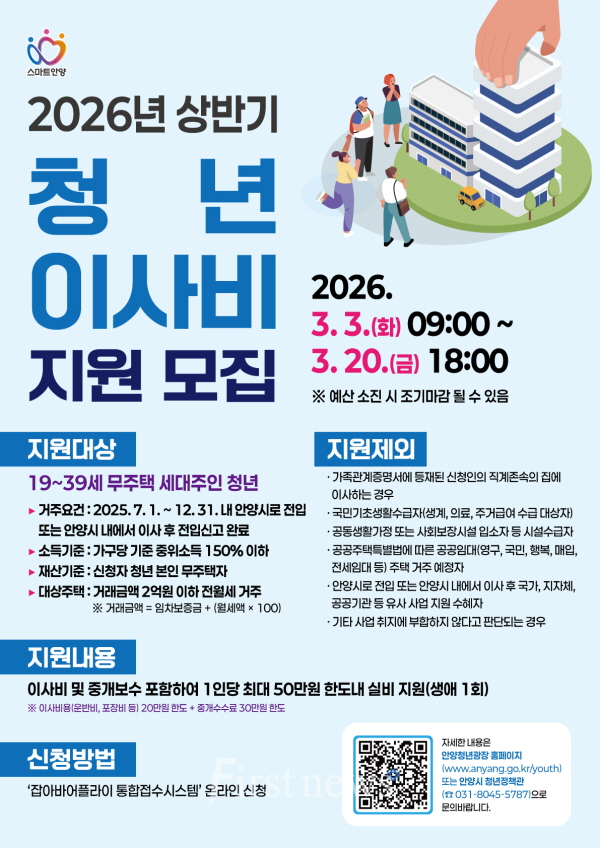 안양시 청년 이사비 지원사업 포스터