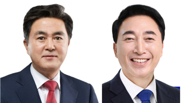 좌 김태흠, 우 박
